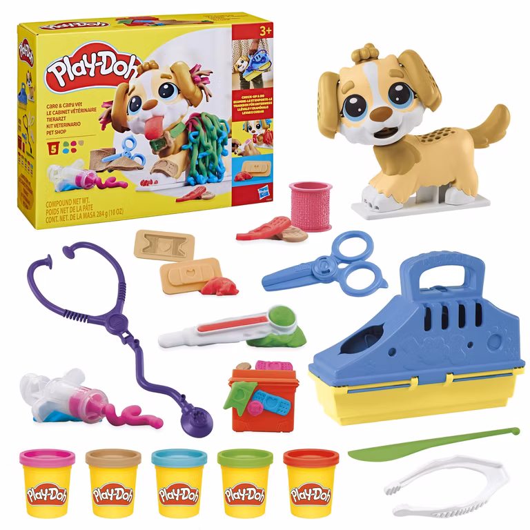 AMAZON. Play-Doh Hasbro Kit Veterinario con Cachorro, 10 Herramientas y 5 Colores
