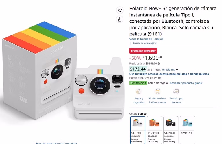 Amazon: Polaroid Now+ 3ª generación (Solo Cámara)