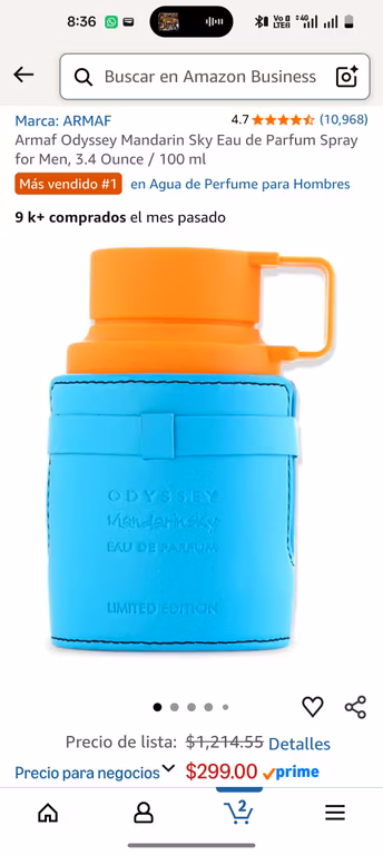 Amazon: Precio para cuentas Amazon empresas!!! Perfume Armaf Mandarín sky