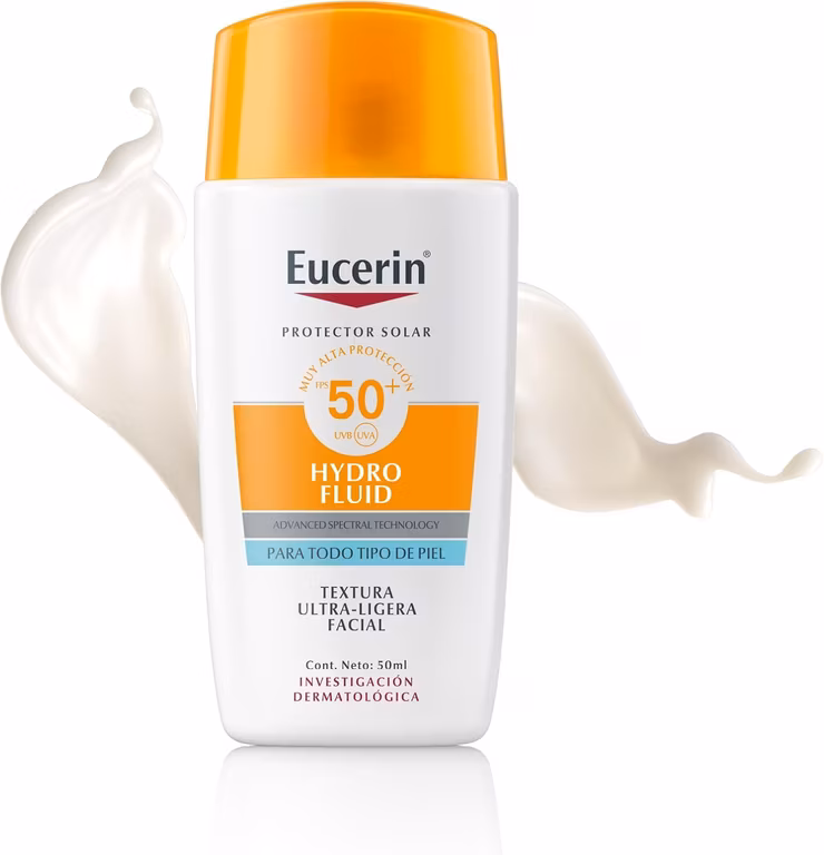 Amazon: Protector Solar Facial Eucerin Hydro Fluid sin Color con Planea y Ahorra