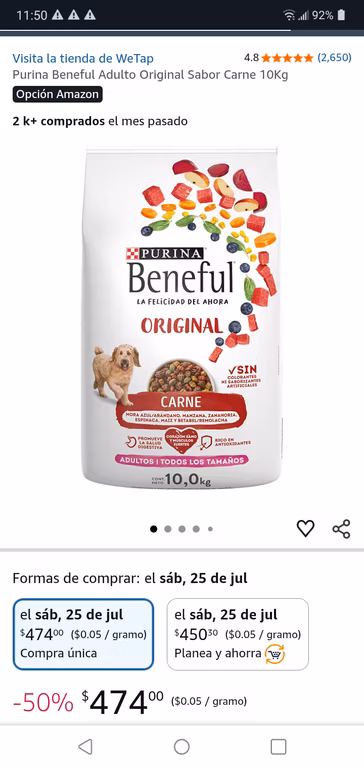 Amazon: Purina Beneful Adulto Original Sabor Carne 10Kg | Planea y Ahorra