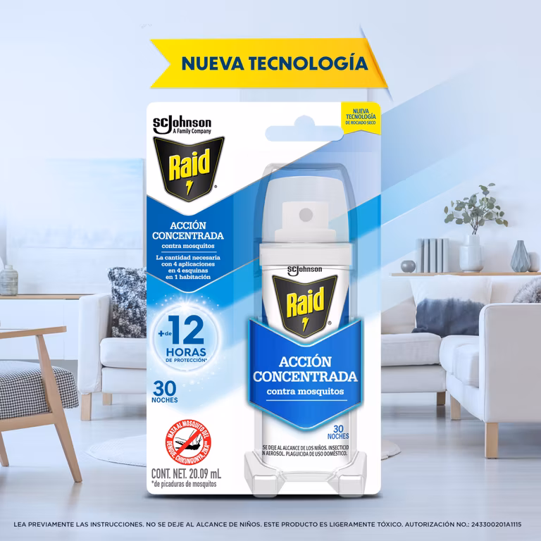 AMAZON: Raid Acción Concentrada, Repelente Mata Moscas y Mosquitos en Aerosol, Más de 12 Horas de Protección, 20,09ml (Planea y Ahorra)