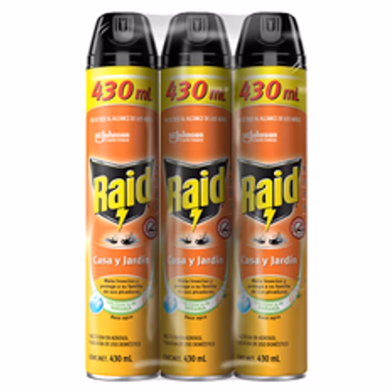 Amazon: Raid Casa y Jardín Insecticida Aerosol Mosquitos e Insectos 3x430 ml | con Planea y Ahorra