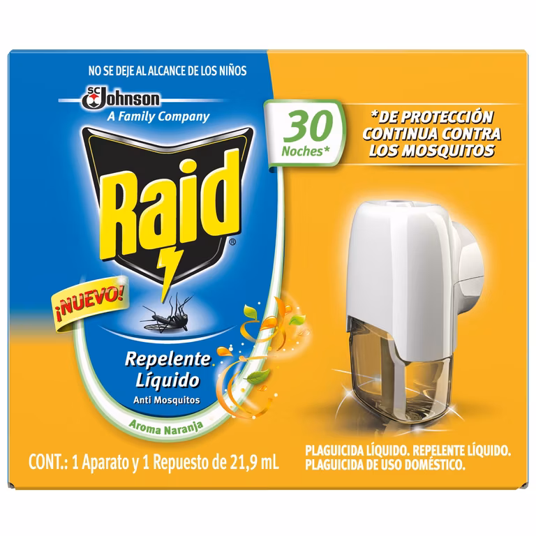 Amazon, Raid Repelente de Mosquitos Eléctrico Naranja, Aparato y Repuesto 21.9 ml. | Planea y ahorra comprando 5