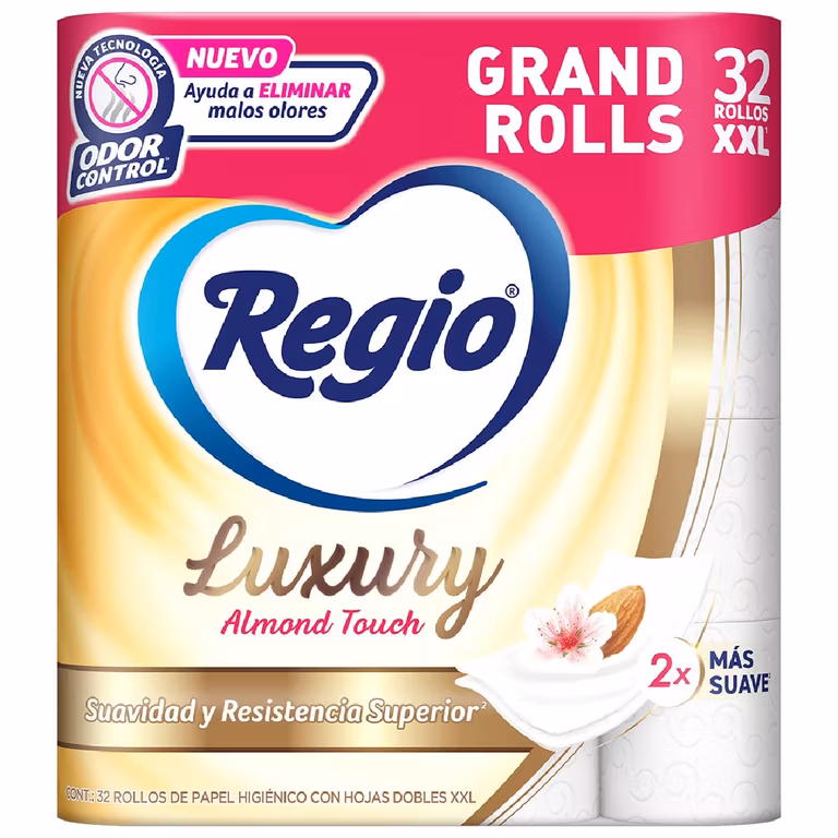Amazon: Regio Papel Higiénico Luxury Almond Touch, 32 Rollos│con Planea y Ahorra│comprando 10 paquetes $160 c/u │