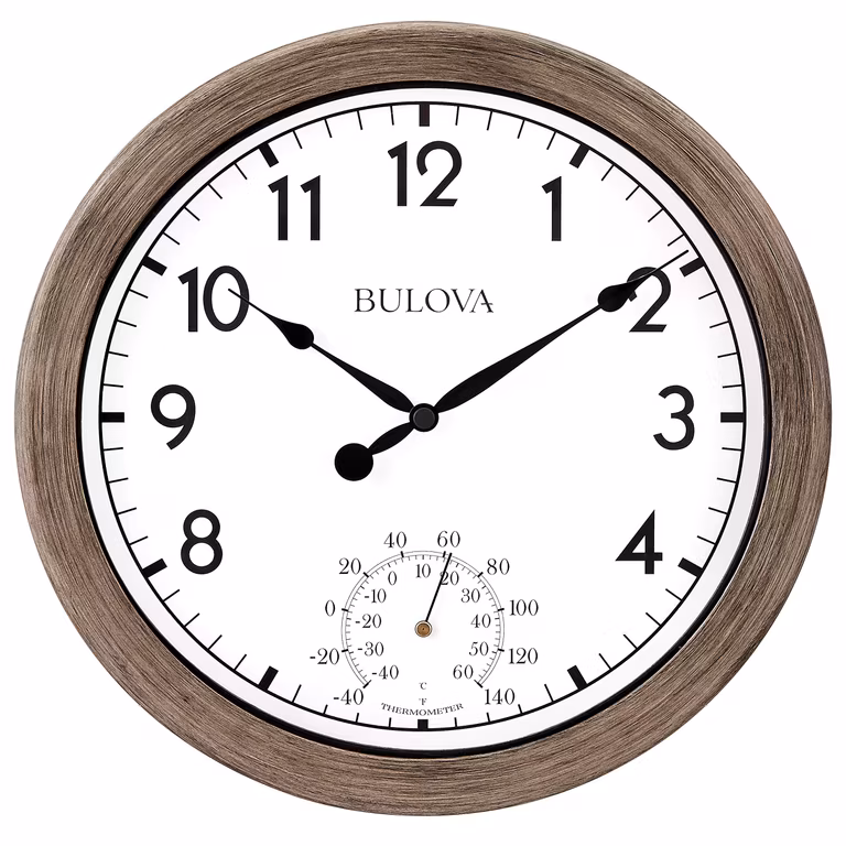 Amazon: Reloj Bulova de pared 10 pulgadas Termometro analogico