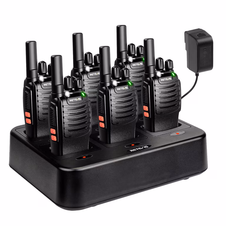 Amazon: Retevis H-777 Radios Walkie Talkie, Radio de Comunicación con Luz LED, 16 Canales, USB-C, Cargador múltiple para 6 radios