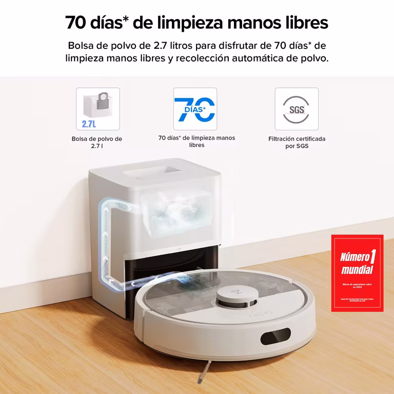 Amazon: Roborock Q7 M5+ Robot Aspirador y Trapeador con Estación de Auto Vaciado de 70 Días, 10000Pa, Sistema Anti-Enredos Dual, LiDAR
