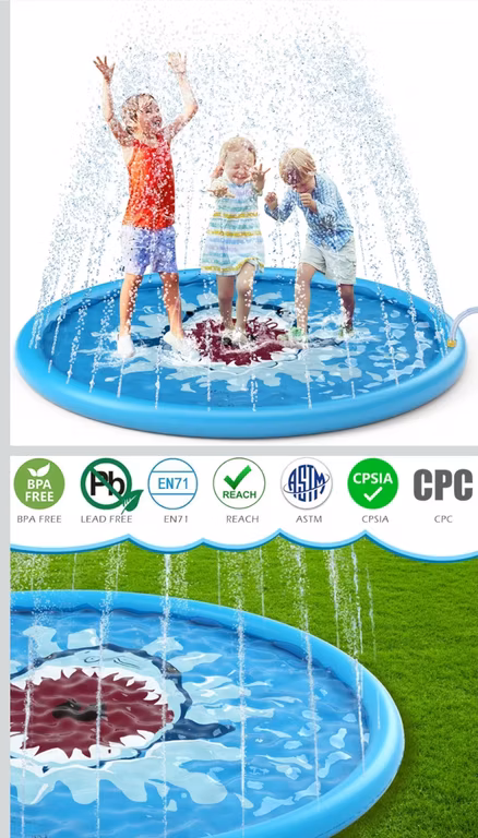 Amazon: Rociador Alberca para Juegos de Agua Inflable para Splash Pad Sprinkler Alberca para Niños