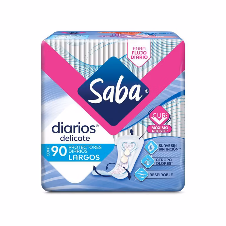 Amazon: Saba Protectores Diarios Largos, 90 piezas | Precio comprando 3 paquetes (3x2 $85.00) | Planea y Ahorra