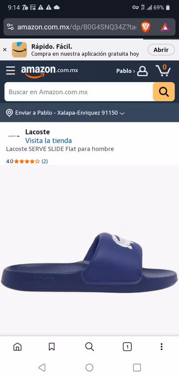 Amazon: Sandalias Lacoste SERVE SLIDE Flat para hombre