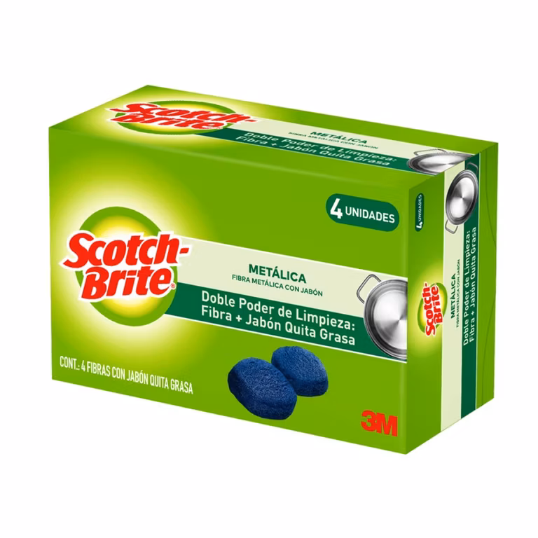 Amazon: Scotch-Brite, 3M, Fibra Metálica con Jabón Incorporado, Pack con 4 Unidades - Planea y Ahorra