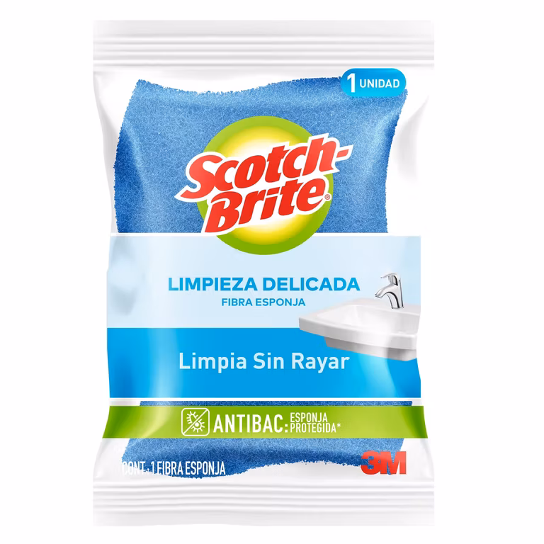 AMAZON: Scotch-Brite Fibra Esponja Cero Rayas para una Limpieza sin Rayar, Color Azul, Tamaño Grande (Planea y Ahorra)