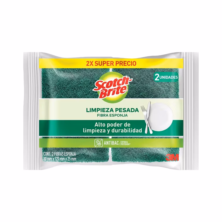 AMAZON: Scotch-Brite Fibra Esponja Multiuso, La Original Verde-Amarilla, Tamaño Grande, 2 Piezas
