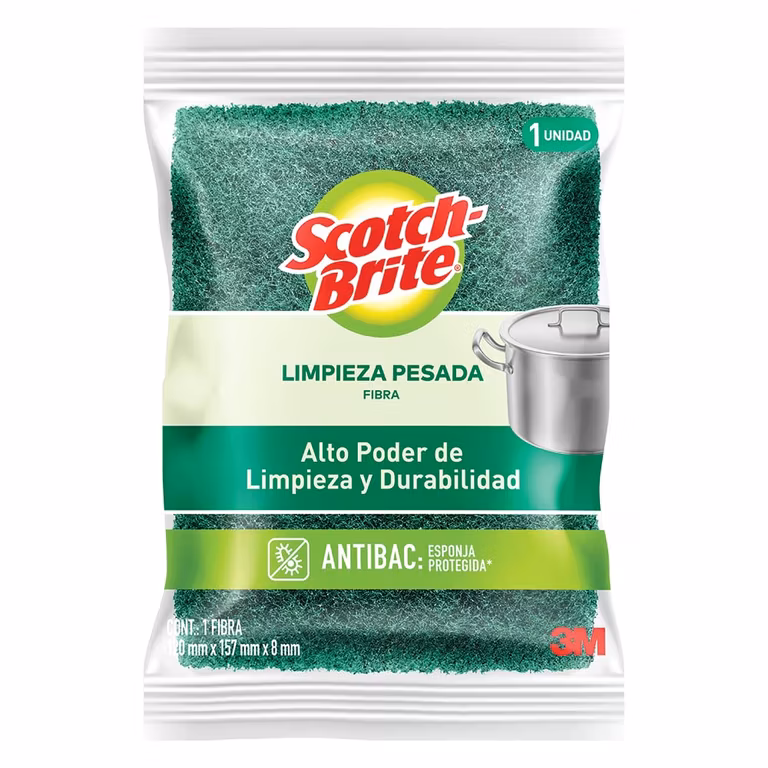 Amazon: Scotch-Brite Fibra Verde, Tamaño Grande, 1 Pieza, Alto Poder de Limpieza y Durabilidad.- Planea y Ahorra
