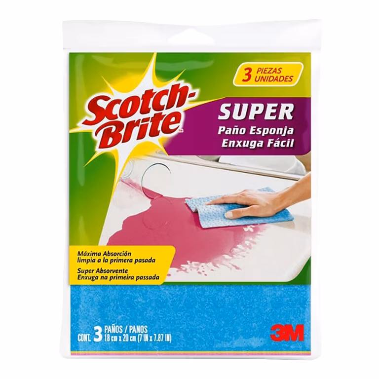 AMAZON: 3M Scotch-Brite Paño Esponja Superabsorbente, 3 Pack