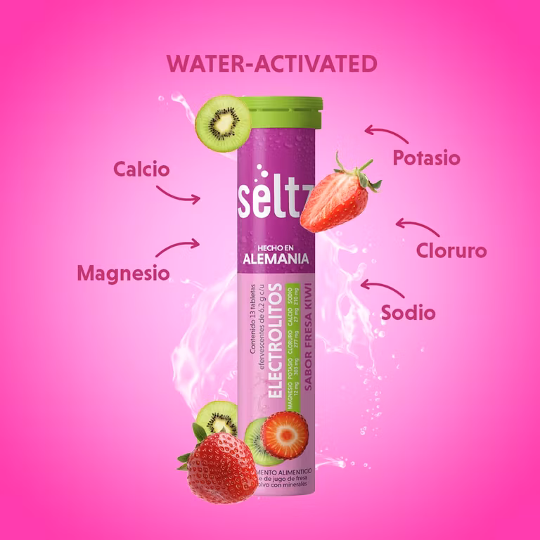 AMAZON: Seltz Electrolitos Sabor Fresa Kiwi Tabletas Efervescentes con Potasio, Sodio y Magnesio,Planea y Ahorra ($68.00 comprando 5 piezas)