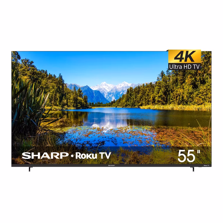 Amazon: Sharp Aquos Frameless 4K UHD LED Smart TV 55" Roku TV | Dolby Audio | WiFi | Soporte HDR10/HLG| Alexa Google Home/AirPlay