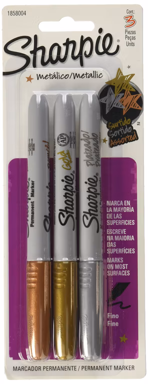 Amazon: Sharpie 1858004 Metallic Marcador Permanente Punto Fino, 3 Colores Surtidos comprando 2 piezas,