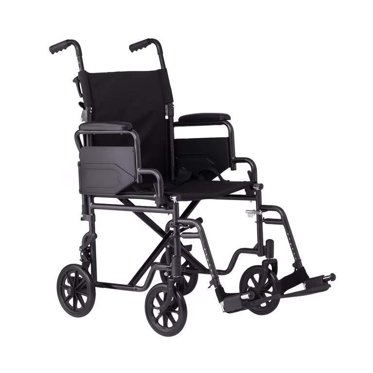Amazon: Silla de transporte plegable de acero con brazos basculantes, reposapiés, movilidad portátil para adultos y personas mayores