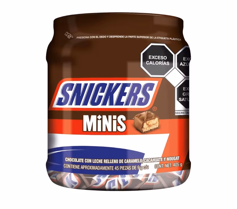 Amazon: Snickers Mini Chocolate. Vitrolero 45 piezas.