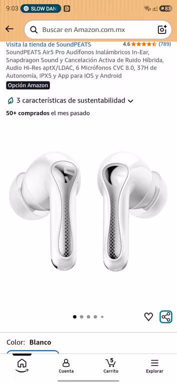 Amazon: SoundPEATS Air5 Pro Audífonos Inalámbricos In-Ear,