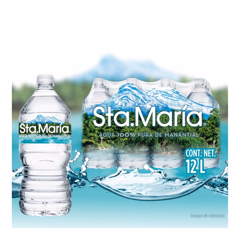 Amazon: Sta. Maria Agua Natural, Agua 100% Pura de Manantial, Paquete de 12 Botellas de 1L c/u. - Planea y Ahorra