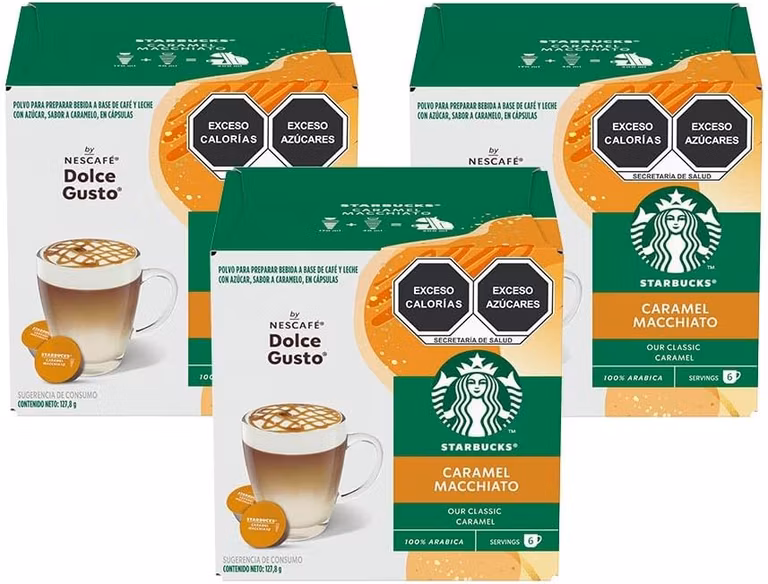 Amazon: Starbucks by Nescafé Dolce Gusto Caramel Macchiato 3 Pack, Tres Cajas con 12 cápsulas c/u. - Planea y Ahorra
