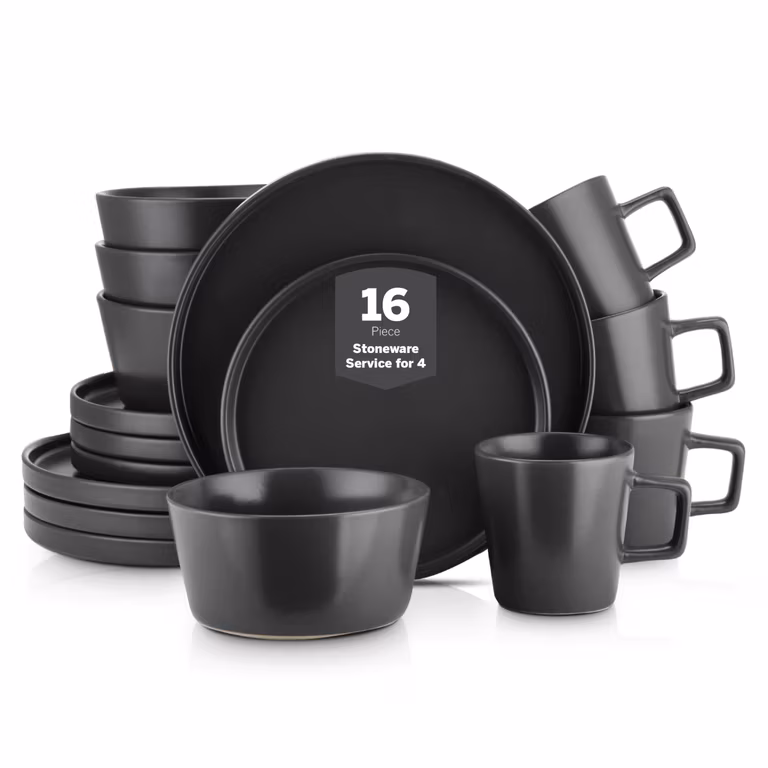 Amazon: Stone Lain Coupe - Vajilla para 4, color negro mate