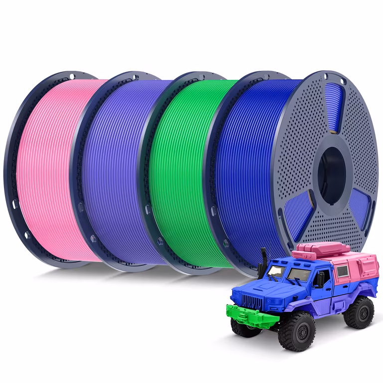 Amazon: SUNLU Filamento PLA 4KG Rosa+Lavanda Púrpura+Azul Klein+Verde