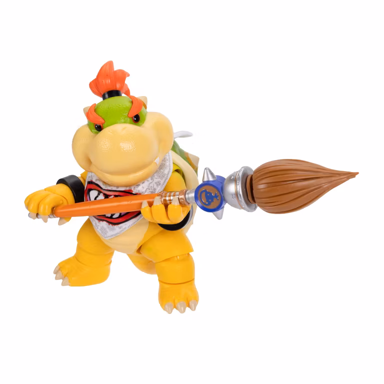 Amazon: Super Mario Galaxy Movie Figura Bowser Jr. 5 Pulgadas con Pincel, 17 Puntos de Articulación, Coleccionable + Balón de regalo