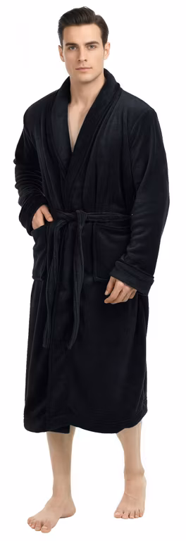 Amazon: NY Threads - Albornoz largo de forro polar para hombre