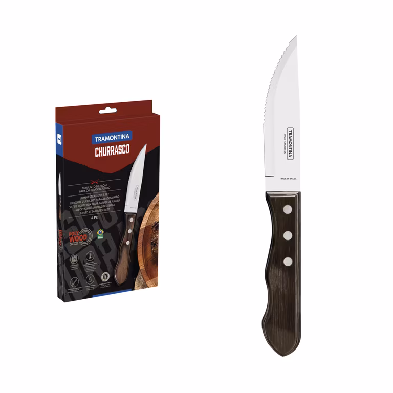 AMAZON: TRAMONTINA - Juego de Cuchillos para Asado Churrasco, Incluye 4 Piezas