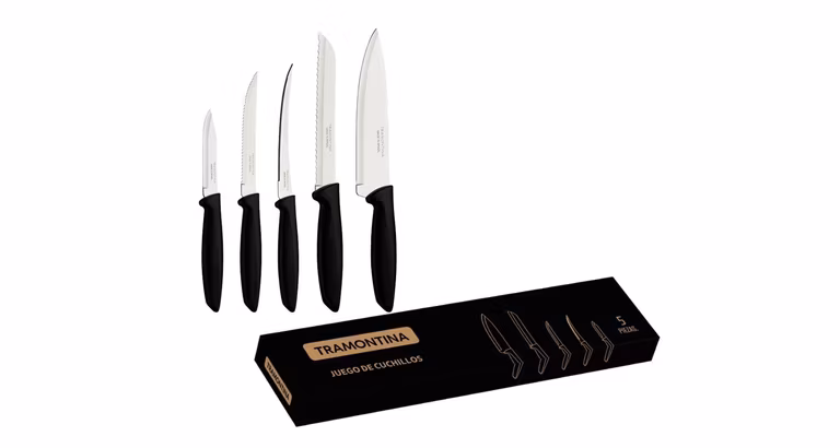 AMAZON: TRAMONTINA - Juego de Cuchillos Plenus con Láminas de Acero Inoxidable y Mangos de Polipropileno 5 Piezas