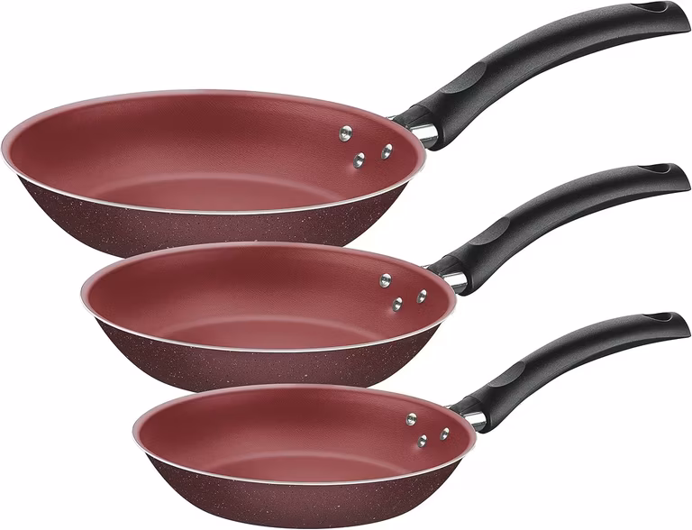 Amazon: Tramotina Juego de Sartenes Turim en Aluminio con Antiadherente Starflon Max 3 piezas - Rojo Opción Amazon