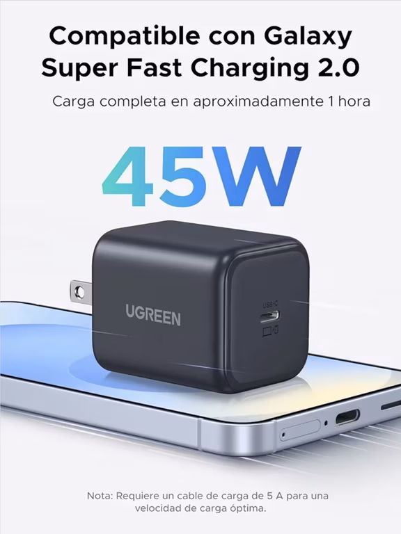 Amazon : UGREEN Cargador 45W Tipo C GAN USB C | Con PPS 2.0 45W (el de 30w esta en 216 mismo link)