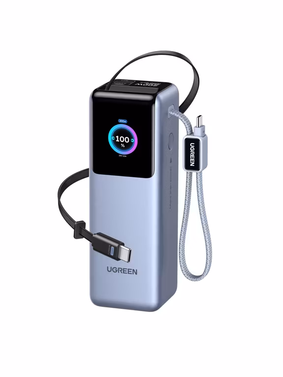 Amazon: UGREEN Nexode 25000 mAh 200W Laptop Power Bank, Cable Retráctil Integrado y Pantalla Inteligente, Carga rápida de 100W, Salida de 4