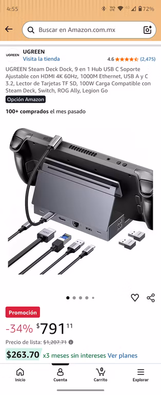 Amazon: UGREEN Steam Deck Dock, 9 en 1