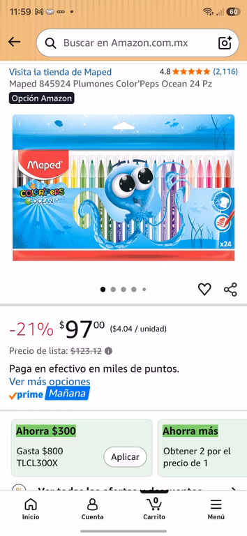 Amazon: 2 unidades Maped 24 Plumones ( $48.5 c/u)