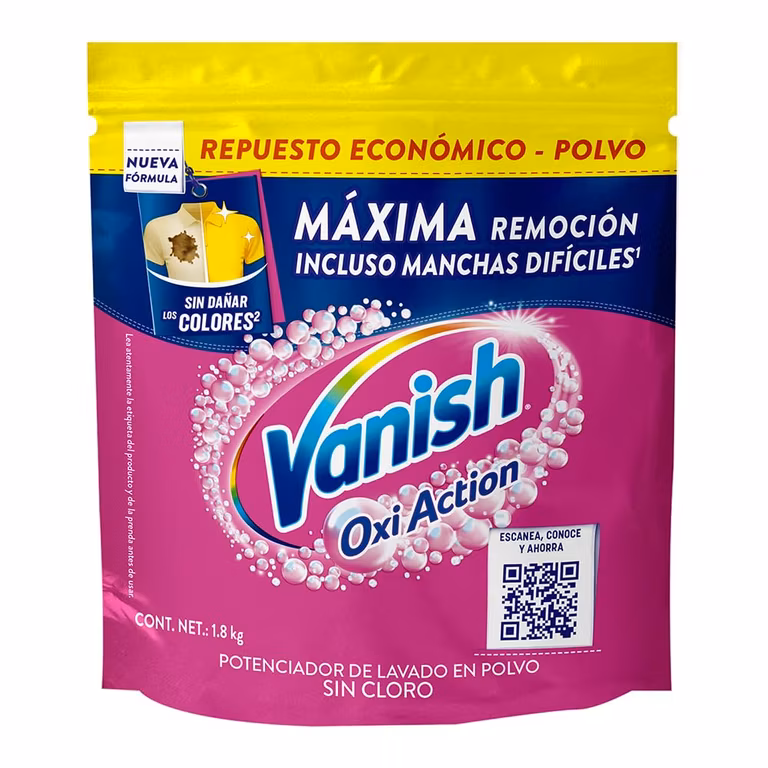 Amazon: Vanish Quitamanchas Desinfectante para Ropa de Color en Polvo Rosa de 1.8 kg | Precio c/u comprando 10