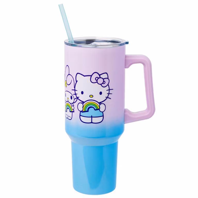 Amazon: Vaso de acero inoxidable con mango y pajita, se adapta a portavasos estándar, 40 onzas