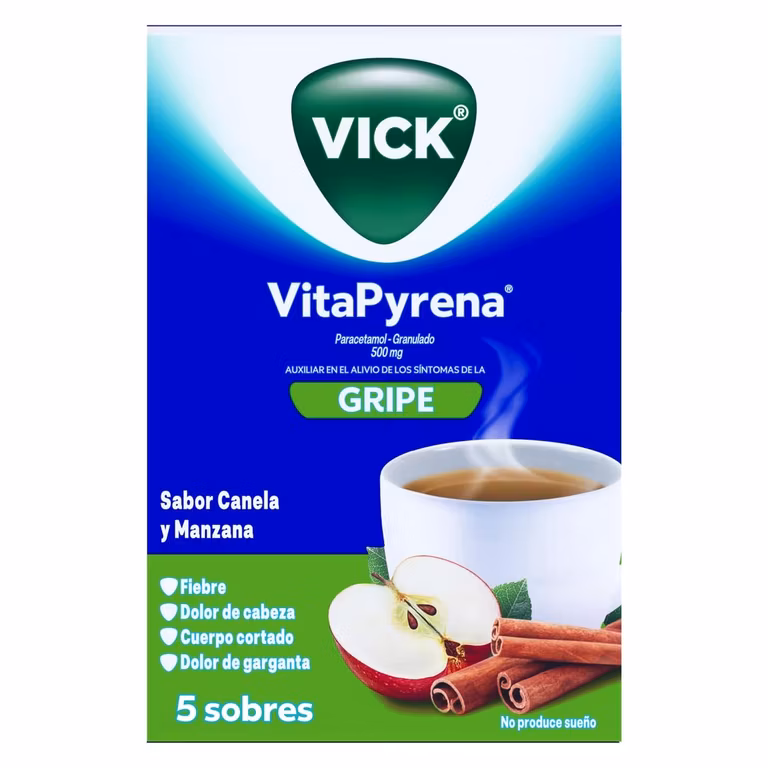 Amazon: Vick Antigripal Vitapyrena Paracetamol, Canela y Manzana, Caja de 5 Sobres