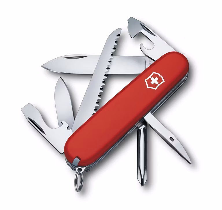 Amazon: Victorinox Navaja Hiker, Roja, 13 Usos Multiherramienta hecha para la sierra de madera al aire libre para senderismo y camping