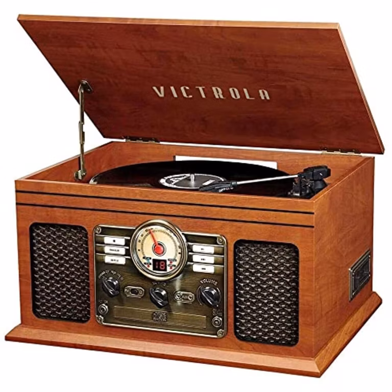 Amazon: Victrola The Quincy Tocadiscos Bluetooth 6 en 1 y centro multimedia con altavoces integrados. - Oferta Prime Day