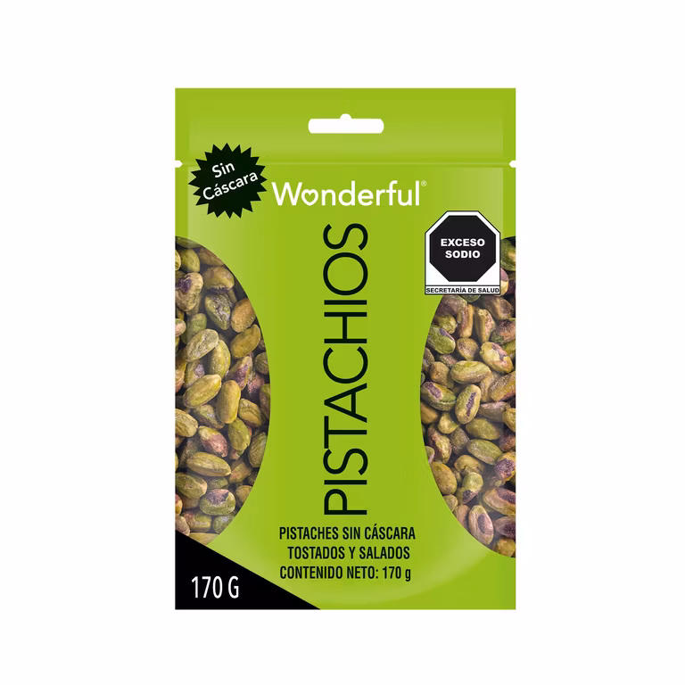 Amazon: Wonderful Pistachios, Pistaches Sin Cáscara, Tostado Con Sal, 170g, Bolsa Resellable, Snack. - Planea y Ahorra
