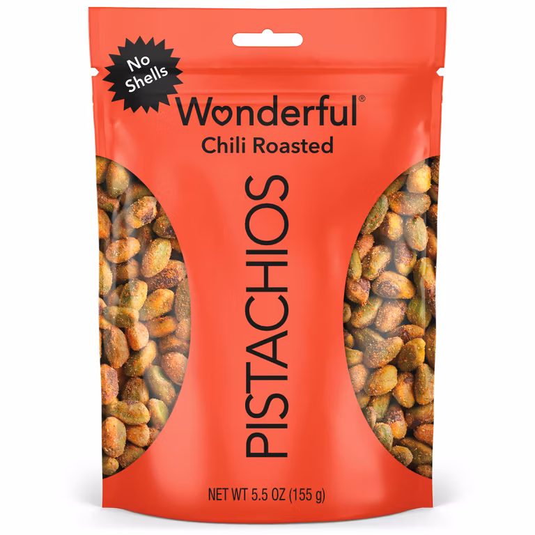 Amazon: Wonderful Pistachios, Pistaches Sin Cáscara, Tostados Picantes, 155g, Bolsa Resellable. - Planea y Ahorra