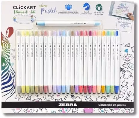 Amazon: Zebra - Marcador retractil Clickart 24pz
