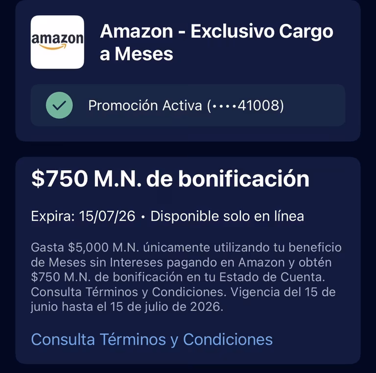 American Express: $750 M.N. De Bonificación en Amazon al gastar $5000