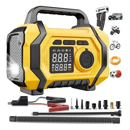 Arrancador de Coche Xiudeen ATJ-201 6 en 1 con Compresor de Aire y Power Bank