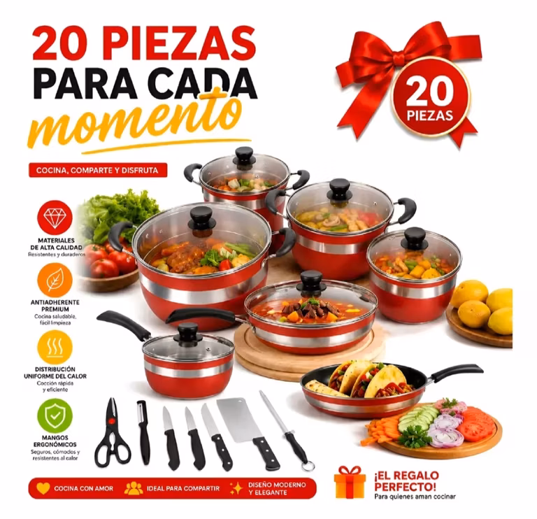Batería de cocina 20 pzas en Mercado libre